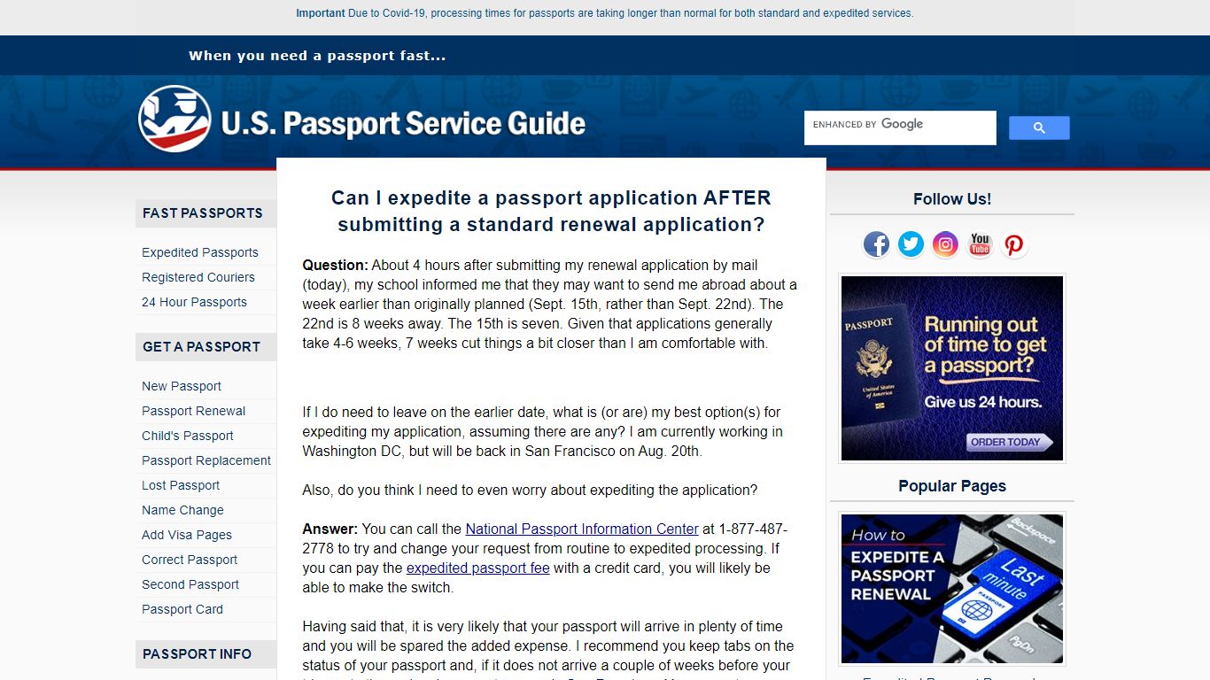 Can I expedite a passport application AFTER submitting a standard ...
